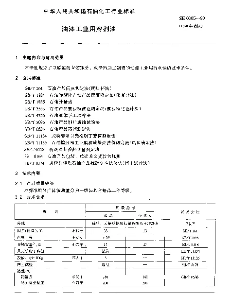 SH 0005-1990 油漆工业用溶剂油