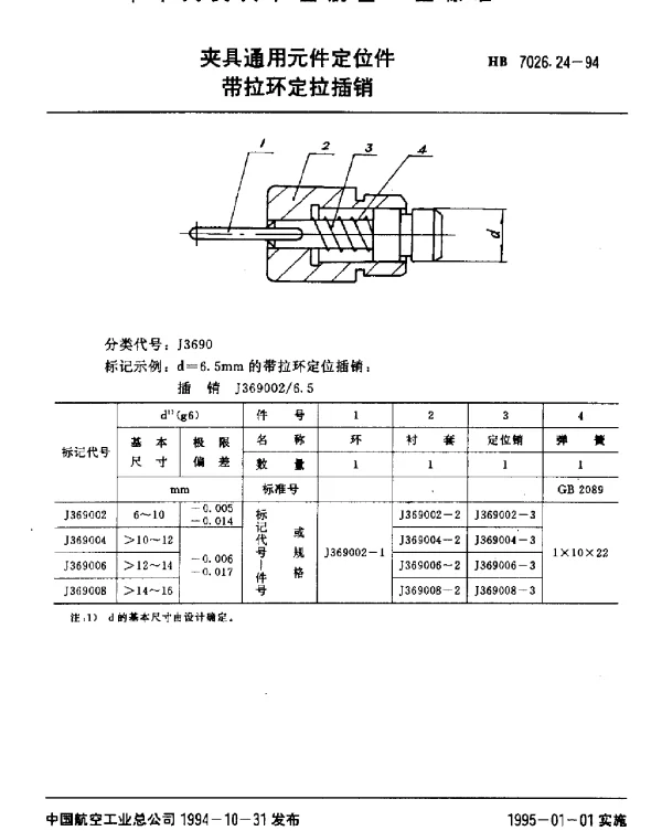 HB 7026.24-1994 夹具通用元件定位件.带拉环定位插销