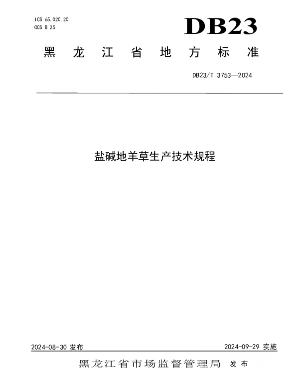 DB23T 3753—2024 盐碱地羊草生产技术规程