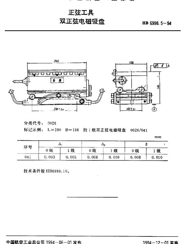 HB 6998.5-1994 正弦工具.双正弦电磁吸盘