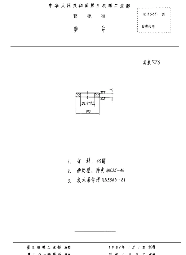 HB 3365-1981 垫片（试行）