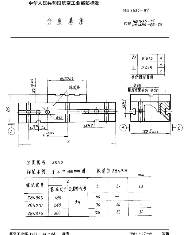 HB 1635-1987 分度基座