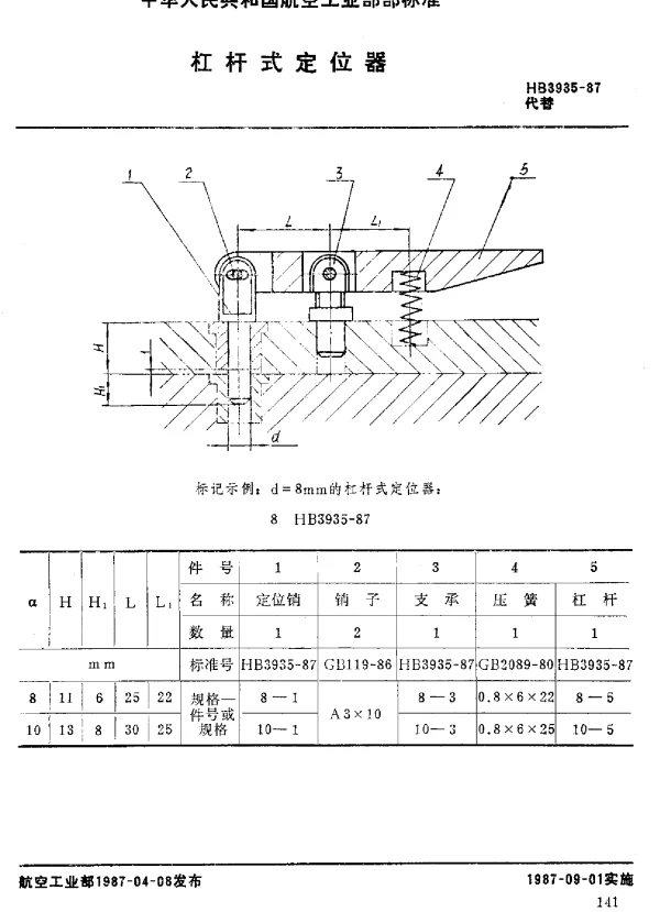 HB 3935-1987 杠杆式定位器