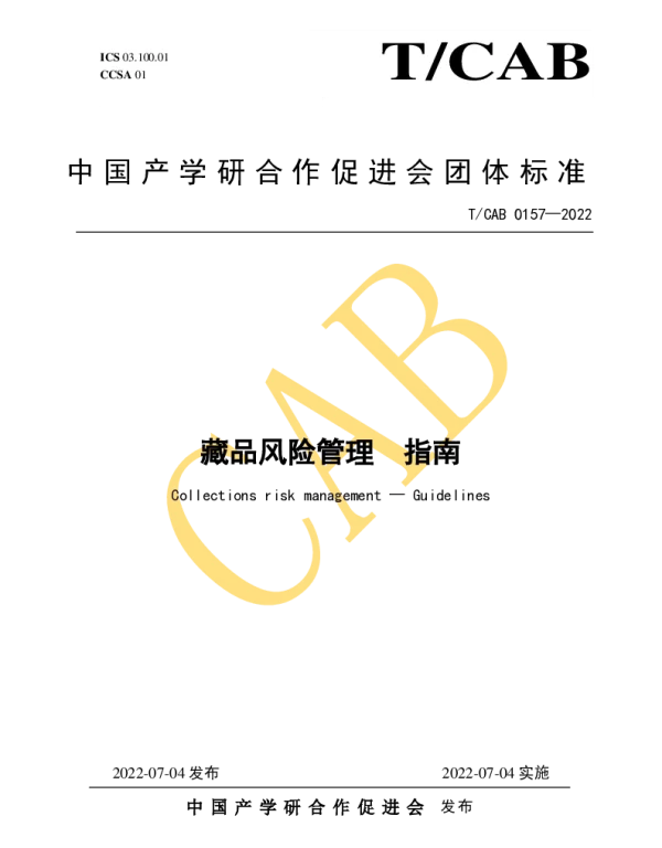 TCAB 0157-2022 藏品风险管理 指南