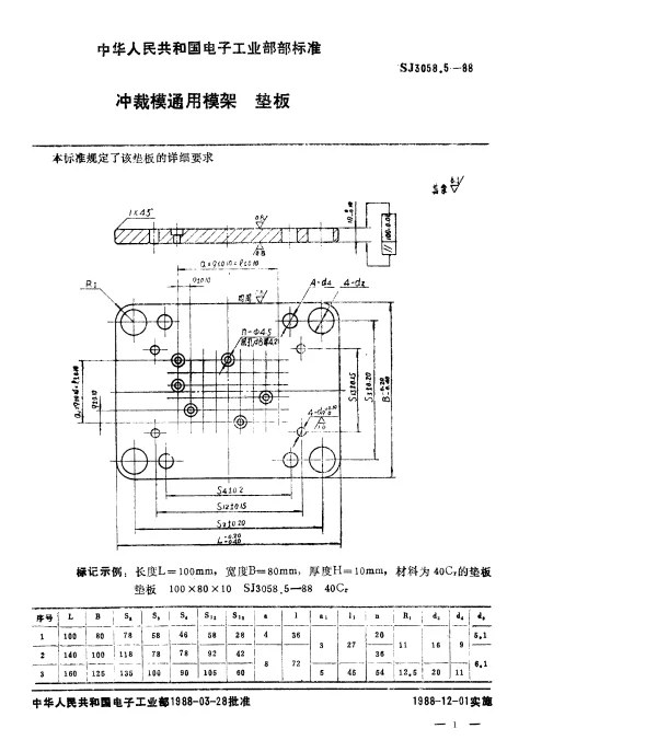 SJ 3058.5-1988 冲裁模通用模架.垫板