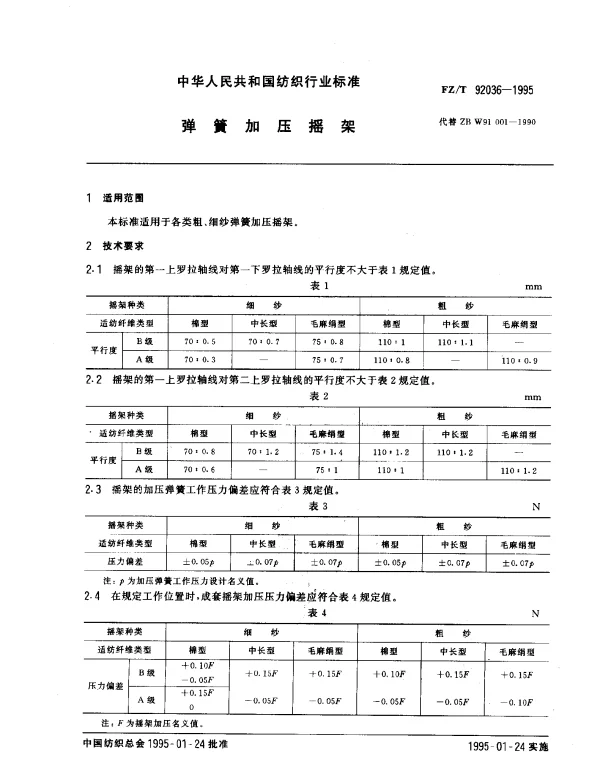 FZT 92036-1995 弹簧加压摇架