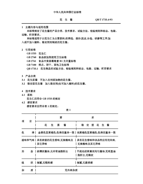 QBT 1733.4-1993 花生酱