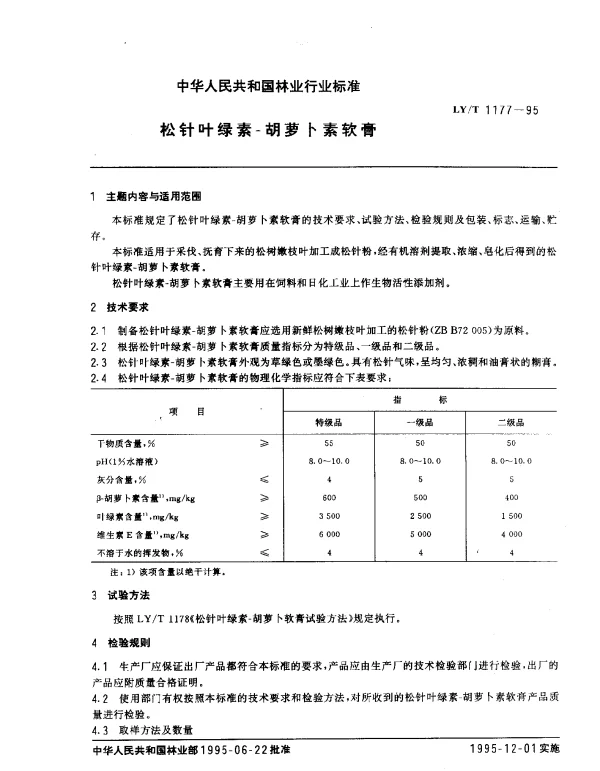 LYT 1177-1995 松针叶绿素-胡萝卜素软膏