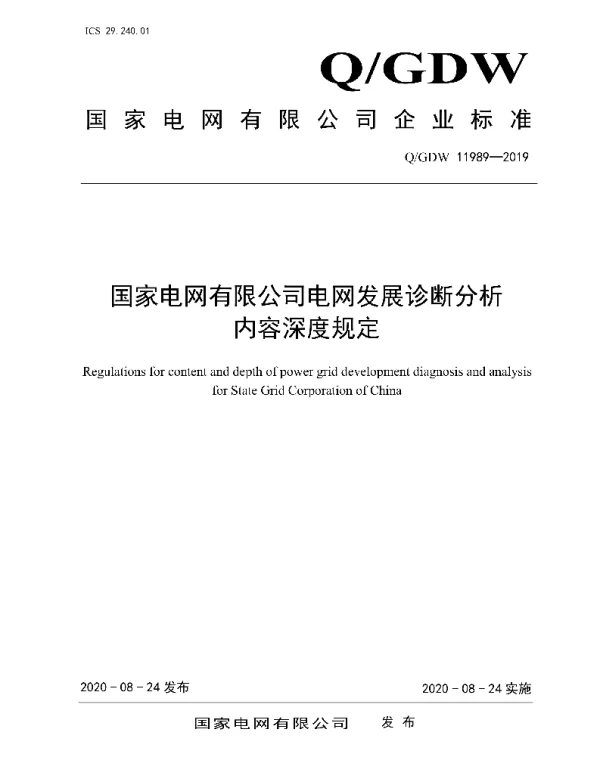 Q_GDW 11989-2019 国家电网有限公司电网发展诊断分析内容深度规定
