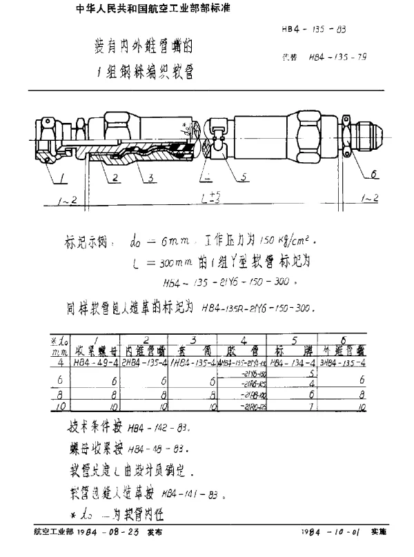 HB 4-135-1983 装有内外锥管嘴的1组钢丝编织软管