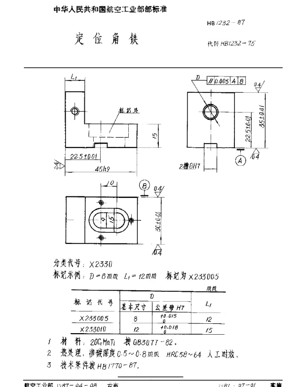 HB 1232-1987 定位角铁