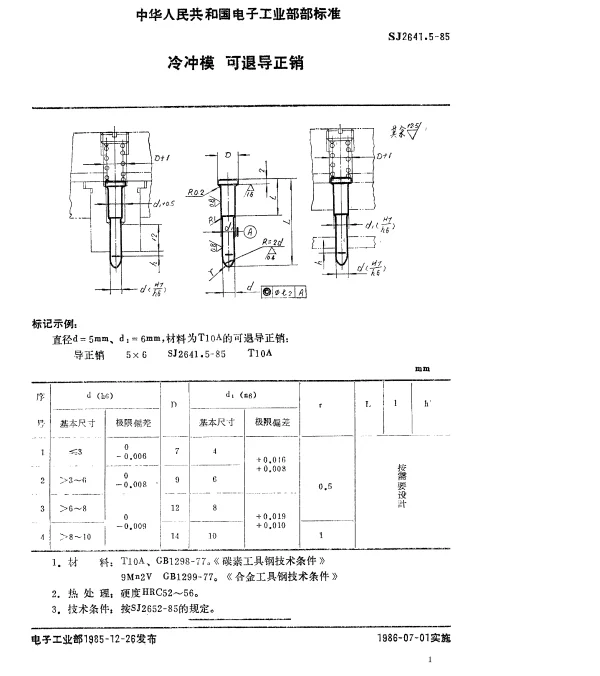 SJ 2641.5-1985 冷冲模.可退导正销