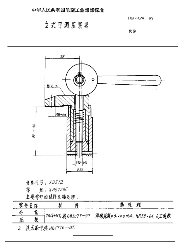 HB 1429-1987 立式可调压紧器