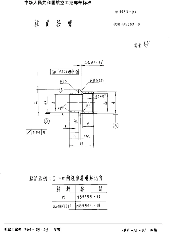 HB 5553-1983 柱面接嘴