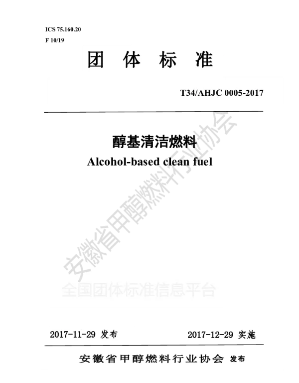TAHJC 0005-2017 醇基清洁燃料