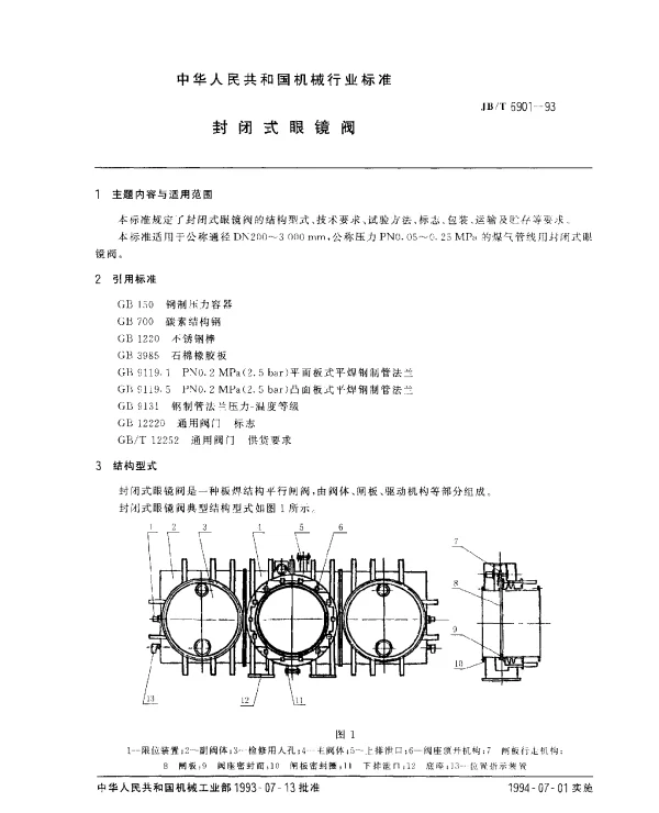 JBT 6901-1993 封闭式眼镜阀