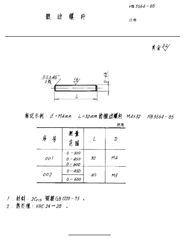 HB 3564-1985 微动螺杆