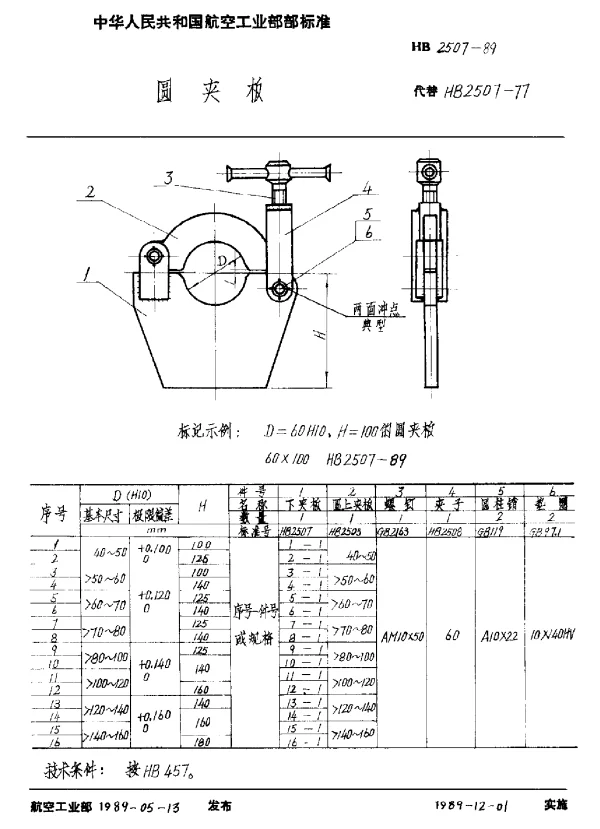 HB 2507-1989 圆夹板