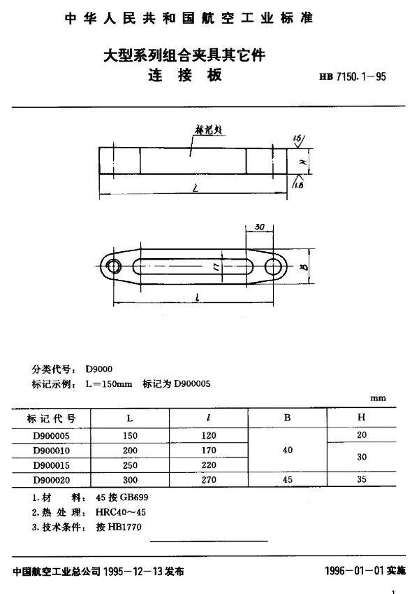 HB 7150.1-1995 大型系列组合夹具其它件.连接板