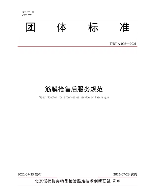 TIGIA 006-2021 筋膜枪售后服务规范