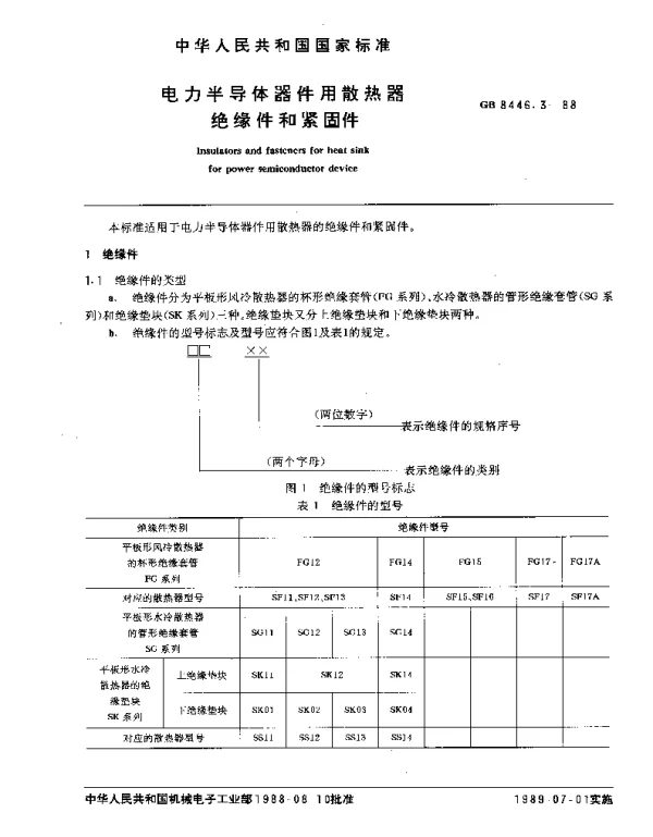 GB8446.3-1988电力半导体器件用散热器绝缘件和紧固件
