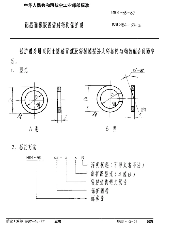 HB 4-58-1987 圆截面橡胶圈密封结构保护圈