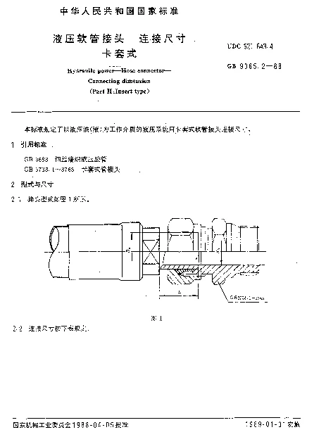GB 9065.2-1988 液压软管接头 连接尺寸 卡套式