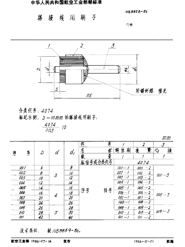 HB 3828-1986 搭接线用刷子