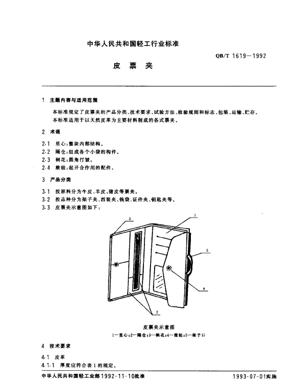 QBT 1619-1992 皮票夹