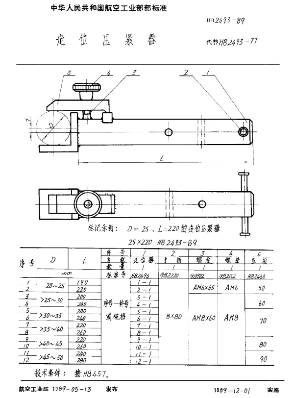 HB 2493-1989 定位压紧器