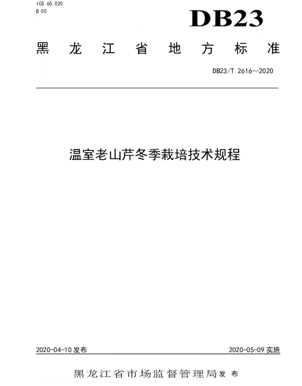 DB23T 2616—2020 温室老山芹冬季栽培技术规程