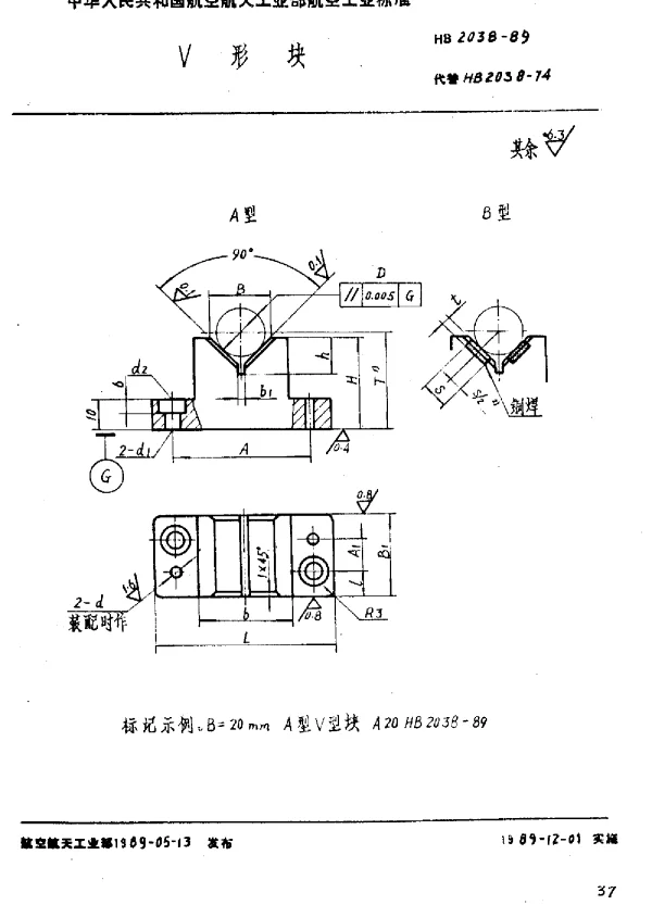 HB 2038-1989 V形块