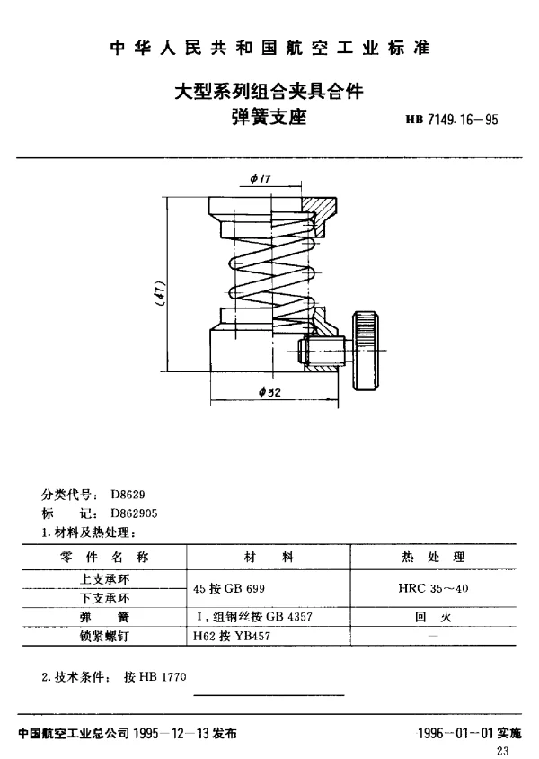 HB 7149.16-1995 大型系列组合夹具合件.弹簧支座