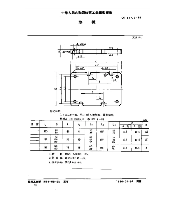 QJ 877.9-1984 塑料挤压模具 垫板