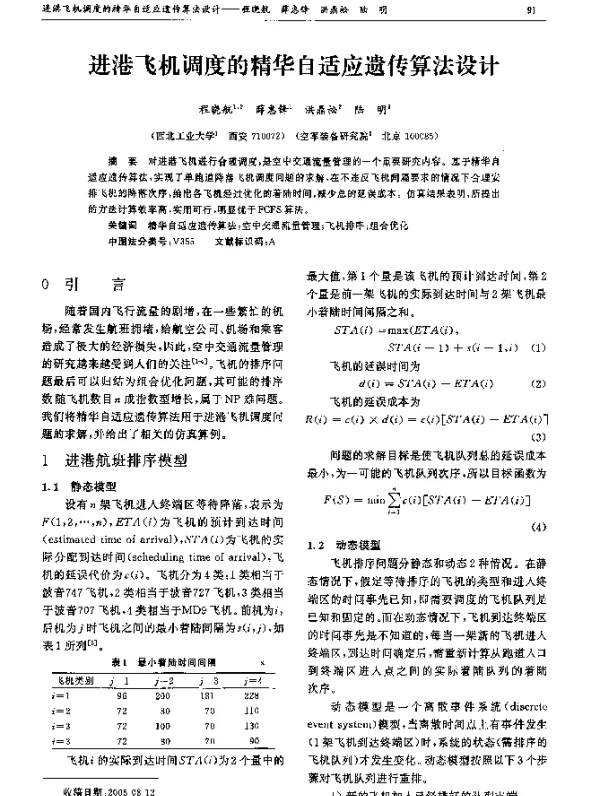 进港飞机调度的精华自适应遗传算法设计
