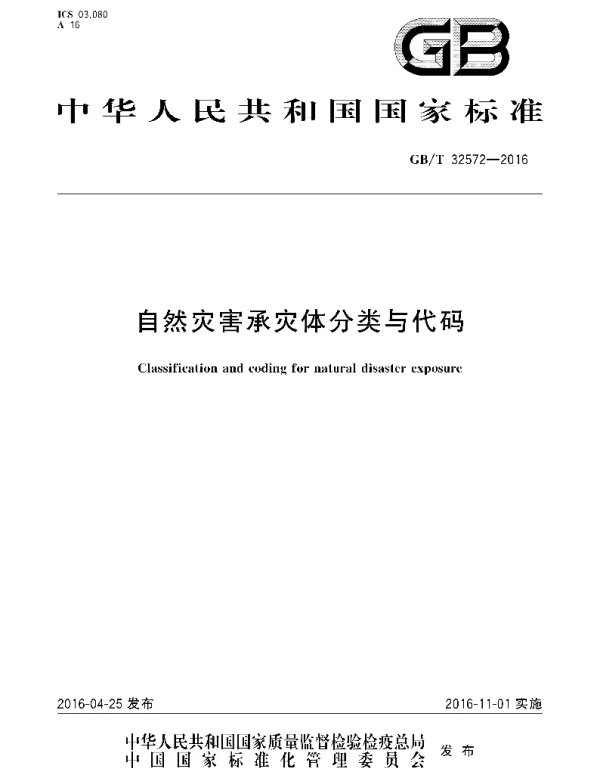GBT 32572-2016 自然灾害承灾体分类与代码