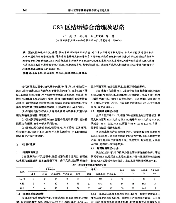 G83区结垢综合治理及思路