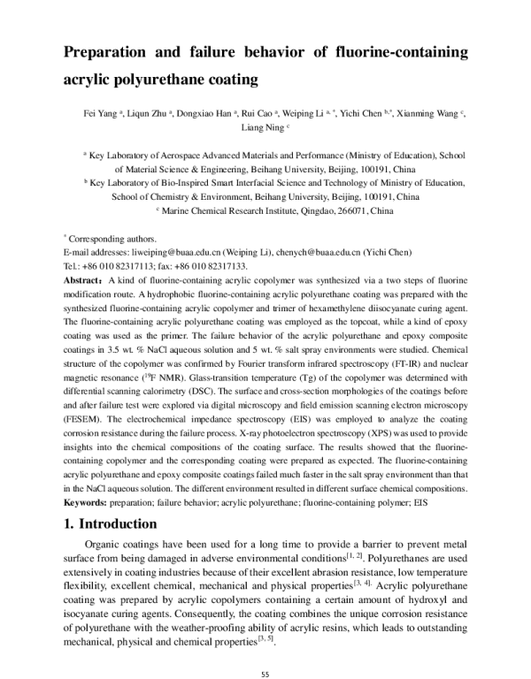 Preparationandfailurebehavioroffluorine-containingacrylicpolyurethanecoating