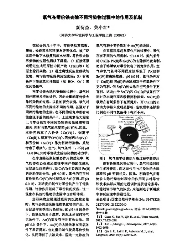 氧气在零价铁去除不同污染物过程中的作用及机制