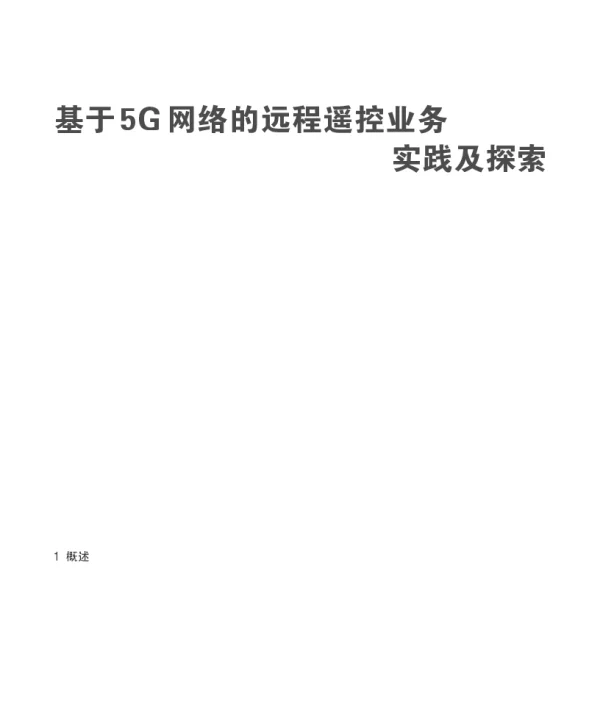 基于5G网络的远程遥控业务实践及探索