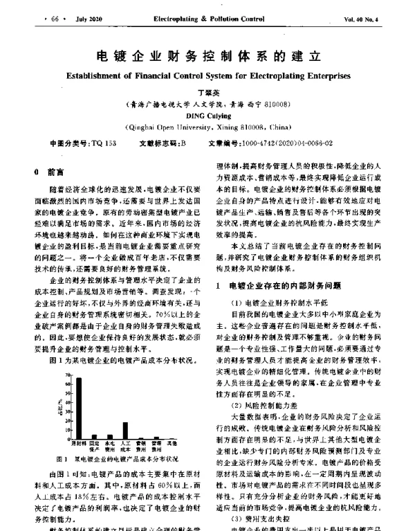 电镀企业财务控制体系的建立