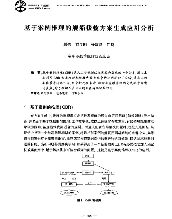 基于案例推理的舰船援救方案生成应用分析