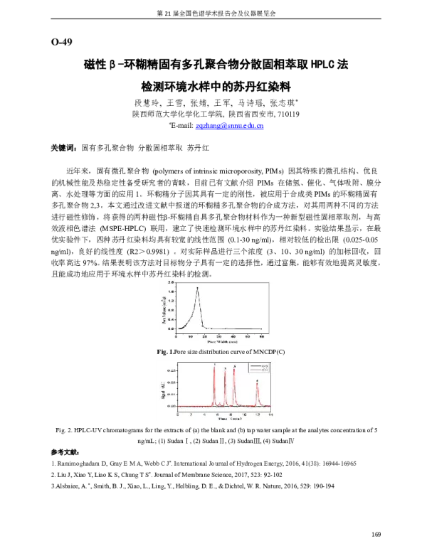 磁性β-环糊精固有多孔聚合物分散固相萃取HPLC法检测环境水样中的苏丹红染料