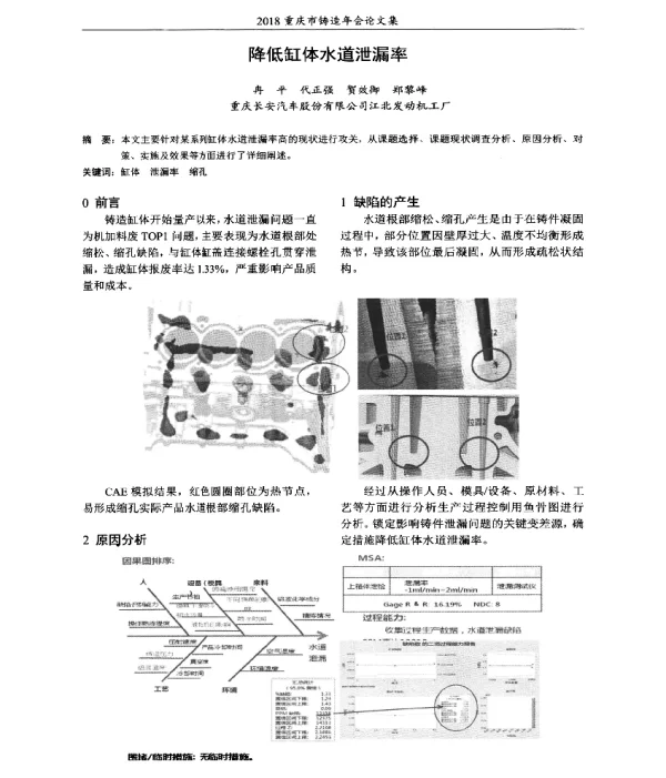 降低缸体水道泄漏率