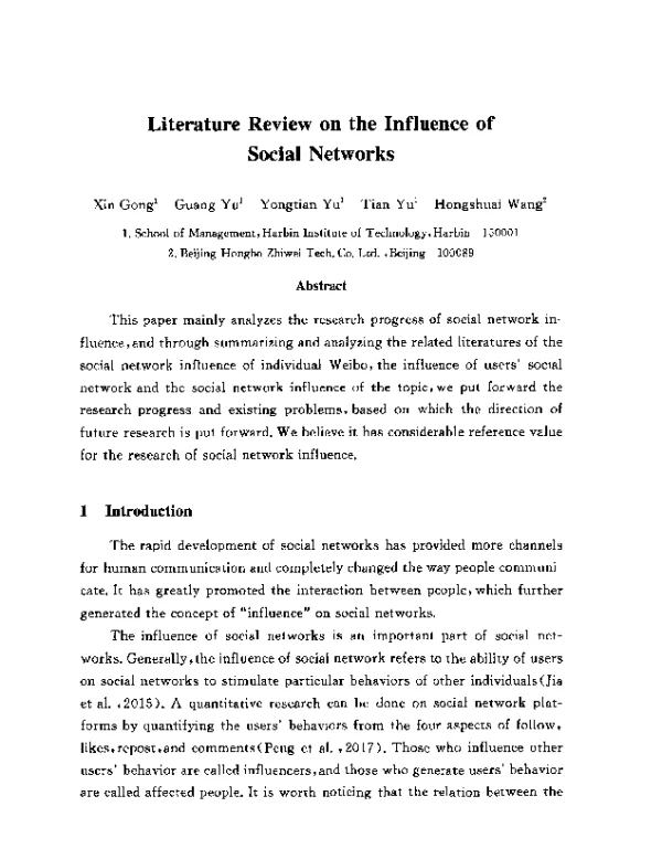 LiteratureReviewontheInfluenceofSocialNetworks