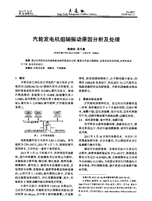 汽轮发电机组轴振动原因分析及处理