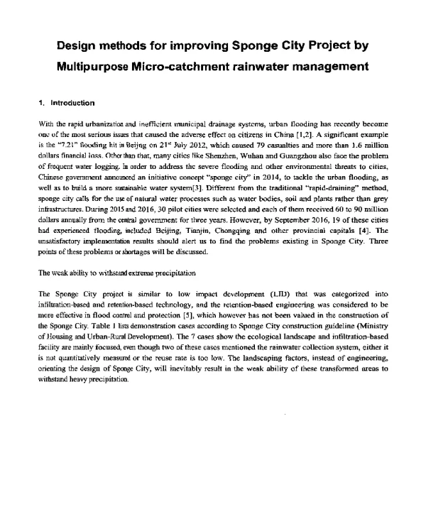 DesignmethodsforimprovingSpongeCityProjectbyMultipurposeMicro-catchmentrainwatermanagement