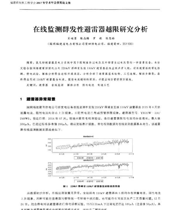 在线监测群发性避雷器越限研究分析