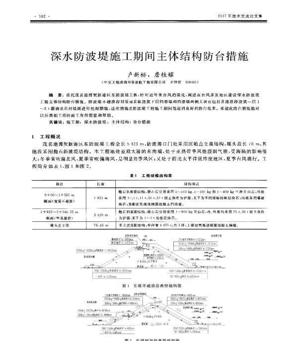 深水防波堤施工期间主体结构防台措施