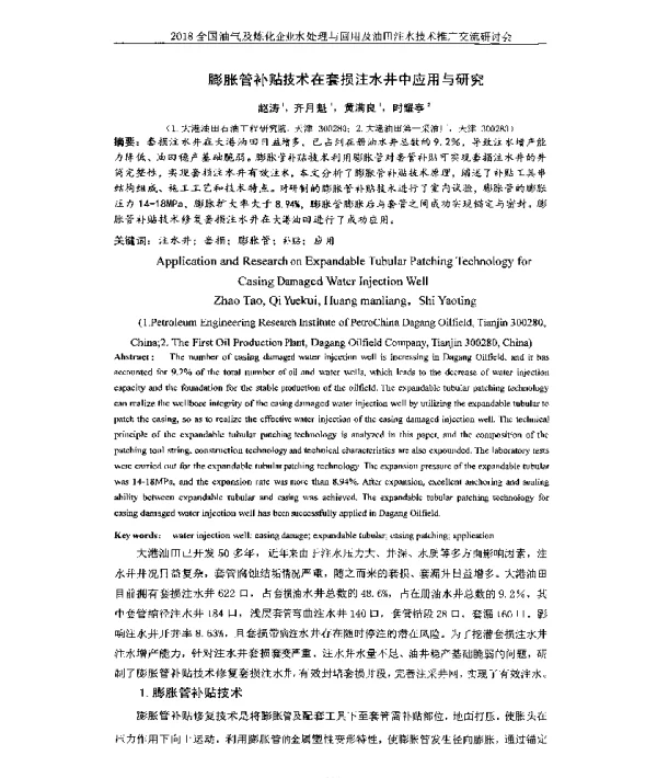 膨胀管补贴技术在套损注水井中应用与研究